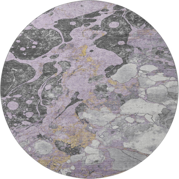 HomeRoots 8' X 10' Modern Abstract Lavender Beige Gray Area Rug - Washable, UV Protected & Family-Friendly Design 707777