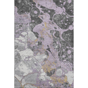 HomeRoots 9' X 12' Stylish Abstract Washable Area Rug in Lavender, Beige & Gray - UV Protected & Durable Design 707778