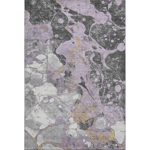 HomeRoots 9' X 12' Stylish Abstract Washable Area Rug in Lavender, Beige & Gray - UV Protected & Durable Design 707778