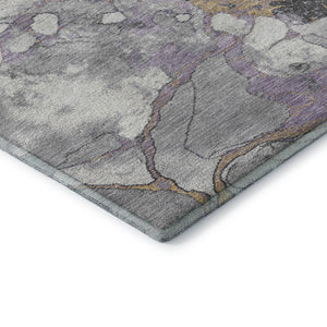 HomeRoots 9' X 12' Stylish Abstract Washable Area Rug in Lavender, Beige & Gray - UV Protected & Durable Design 707778