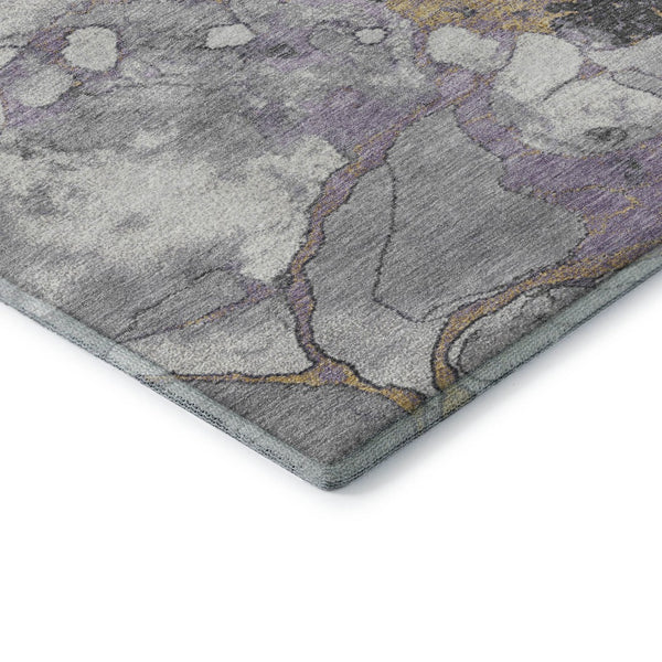 HomeRoots 9' X 12' Stylish Abstract Washable Area Rug in Lavender, Beige & Gray - UV Protected & Durable Design 707778