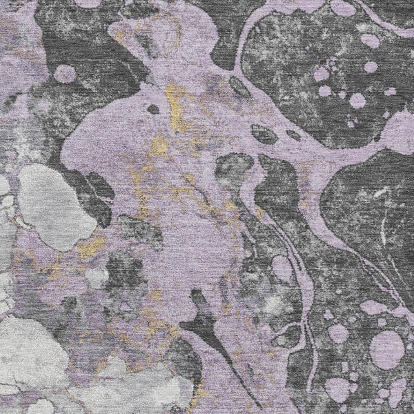 HomeRoots 9' X 12' Stylish Abstract Washable Area Rug in Lavender, Beige & Gray - UV Protected & Durable Design 707778