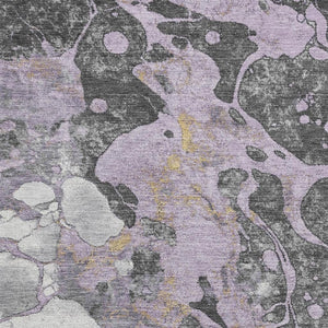 HomeRoots 10' X 14' Abstract Washable Area Rug in Lavender, Beige & Gray - Durable, UV-Protected Design for Homes 707779