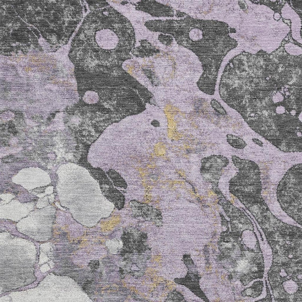 HomeRoots 10' X 14' Abstract Washable Area Rug in Lavender, Beige & Gray - Durable, UV-Protected Design for Homes 707779