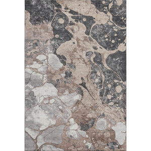 HomeRoots 5' X 8' Coffee Gray & Ivory Abstract Washable Area Rug with UV Protection for Stylish Durability 707781