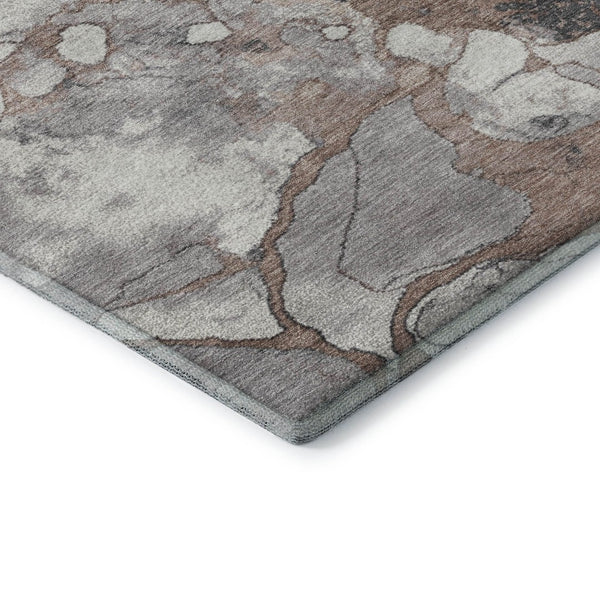 HomeRoots 5' X 8' Coffee Gray & Ivory Abstract Washable Area Rug with UV Protection for Stylish Durability 707781