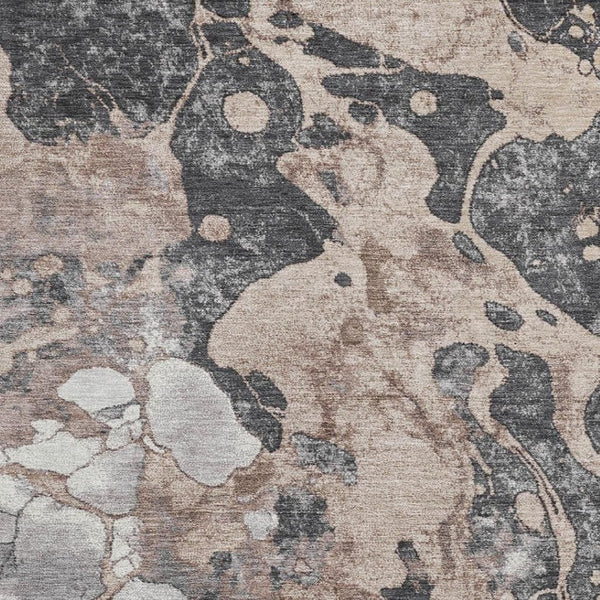 HomeRoots 5' X 8' Coffee Gray & Ivory Abstract Washable Area Rug with UV Protection for Stylish Durability 707781