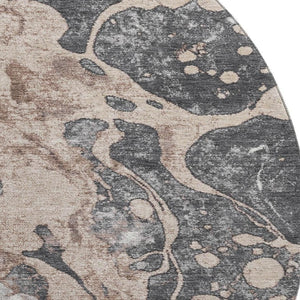 HomeRoots 8' X 10' Coffee Gray And Ivory Abstract Washable Area Rug - UV Protected, Durable, Easy-Care Design! 707783