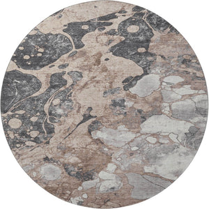 HomeRoots 8' X 10' Coffee Gray And Ivory Abstract Washable Area Rug - UV Protected, Durable, Easy-Care Design! 707783