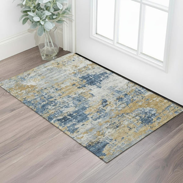 HomeRoots 5' X 8' Blush Sage Gold Striped Area Rug – Washable, Stain-Resistant, UV Protected for Stylish Living 707787