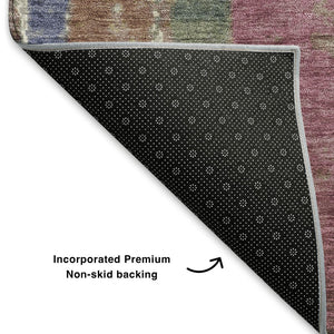HomeRoots 5' X 8' Blush Sage Gold Striped Area Rug – Washable, Stain-Resistant, UV Protected for Stylish Living 707787