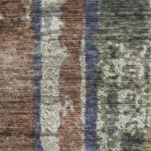 HomeRoots 8' Stylish Blush Sage & Gold Striped Round Rug – Washable, UV-Protected, Pet-Friendly Design for Any Space 707788