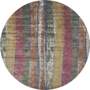 HomeRoots 8' X 10' Stylish Blush, Sage, and Gold Striped Washable Area Rug with UV Protection for All Spaces 707789