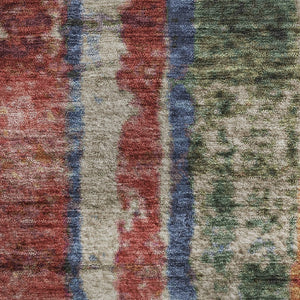 HomeRoots 10' X 14' Stylish Beige, Orange & Blue Striped Washable Area Rug with UV Protection & Durability 707797