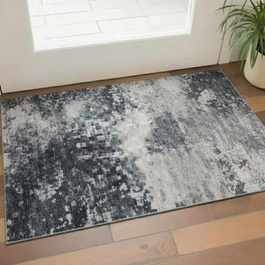 HomeRoots 5' X 8' Washable Teal Green and Ivory Striped Area Rug with UV Protection for High-Traffic Homes 707799