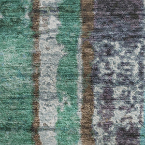 HomeRoots 8' Teal Green & Ivory Striped Round Rug - Washable, UV Resistant, Perfect for Indoor & Outdoor Spaces 707800