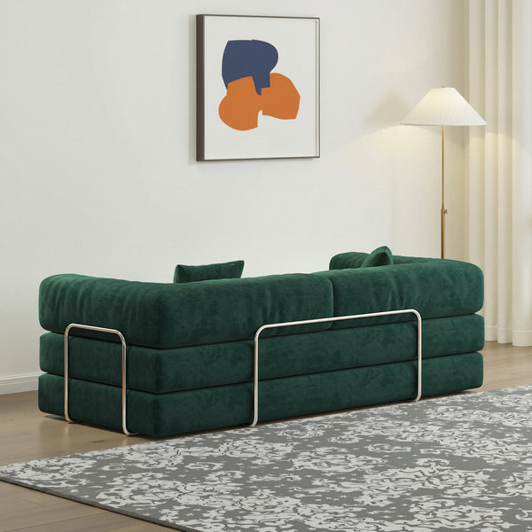 English Elm 78.8Inch Modular Sectional Sofa Bed - Versatile Green Corduroy Furniture For Living Room & Bedroom W3147P278115