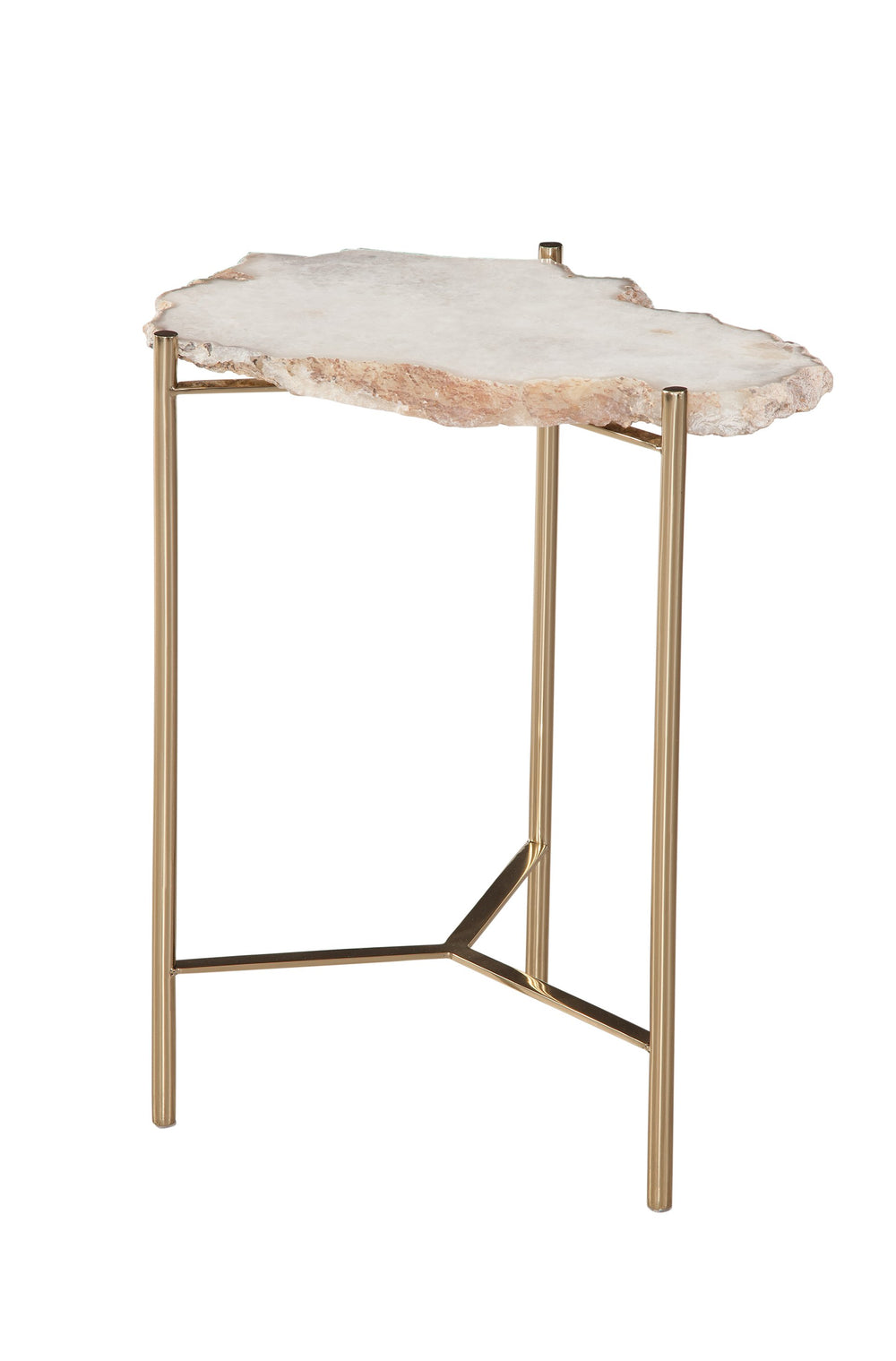 Basset Mirror Cora Accent Table - Modern Glam Design With Natural Marble Top & Chic Gold Iron Base For Elegance Gold Natural Marble ,Iron 7078-lr-223