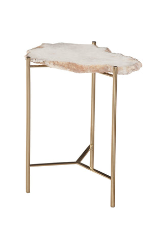 Basset Mirror Cora Accent Table - Modern Glam Design With Natural Marble Top & Chic Gold Iron Base For Elegance Gold Natural Marble ,Iron 7078-lr-223