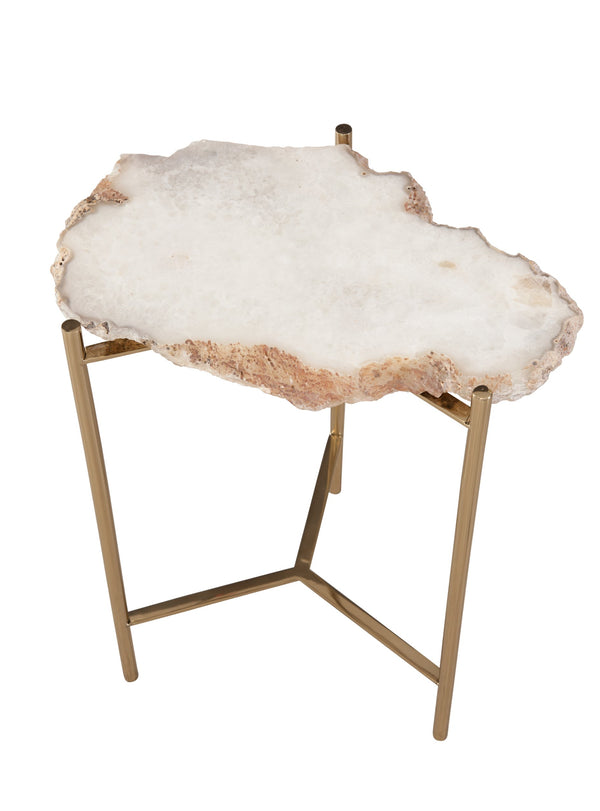 Basset Mirror Cora Accent Table - Modern Glam Design With Natural Marble Top & Chic Gold Iron Base For Elegance Gold Natural Marble ,Iron 7078-lr-223