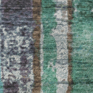 HomeRoots 9' X 12' Teal Green & Ivory Striped Washable Area Rug - UV Protected, Durable, & Pet-Friendly Design! 707802