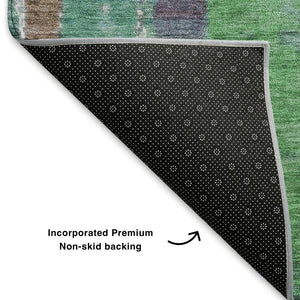 HomeRoots 10' Teal Green and Ivory Striped Washable Area Rug with UV Protection, Stain Resistance, and Soft Feel 707803