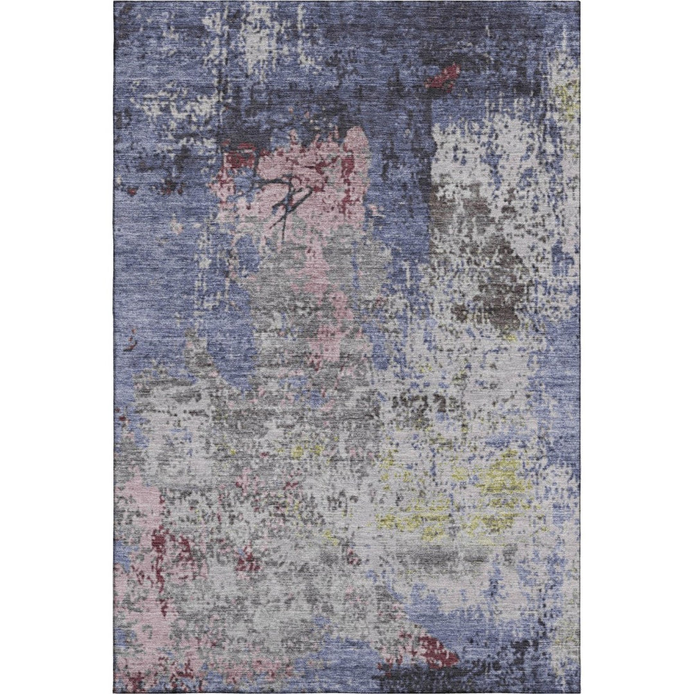 HomeRoots 10' Contemporary Blue, Pink & Ivory Abstract Area Rug - Washable, UV-Protected & Stain-Resistant! 707809