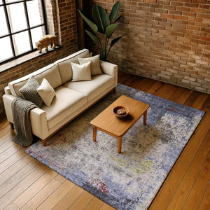 HomeRoots 10' Contemporary Blue, Pink & Ivory Abstract Area Rug - Washable, UV-Protected & Stain-Resistant! 707809