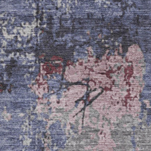 HomeRoots 10' Contemporary Blue, Pink & Ivory Abstract Area Rug - Washable, UV-Protected & Stain-Resistant! 707809