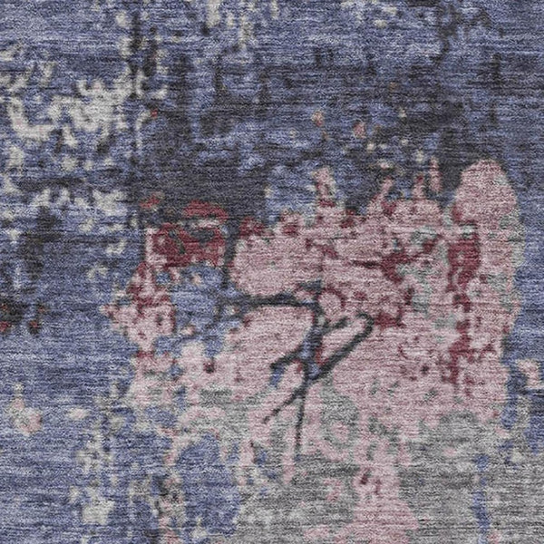 HomeRoots 10' Contemporary Blue, Pink & Ivory Abstract Area Rug - Washable, UV-Protected & Stain-Resistant! 707809