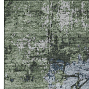 HomeRoots 8' Modern Abstract Fern Green Gray Ivory Round Rug - Washable, UV-Protected, Durable & Stylish Decor 707812