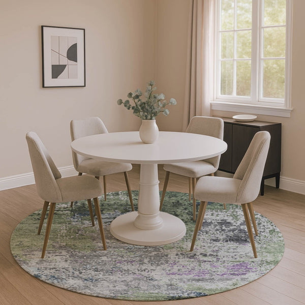 HomeRoots 8' X 10' Washable Fern Green, Gray & Ivory Abstract Area Rug - Durable, UV-Protected & Stylish Home Essential 707813