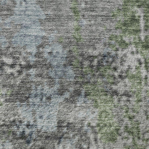 HomeRoots 8' X 10' Washable Fern Green, Gray & Ivory Abstract Area Rug - Durable, UV-Protected & Stylish Home Essential 707813