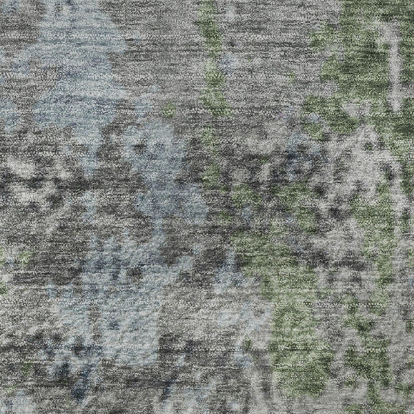 HomeRoots 8' X 10' Washable Fern Green, Gray & Ivory Abstract Area Rug - Durable, UV-Protected & Stylish Home Essential 707813