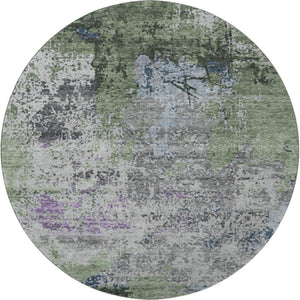 HomeRoots 8' X 10' Washable Fern Green, Gray & Ivory Abstract Area Rug - Durable, UV-Protected & Stylish Home Essential 707813