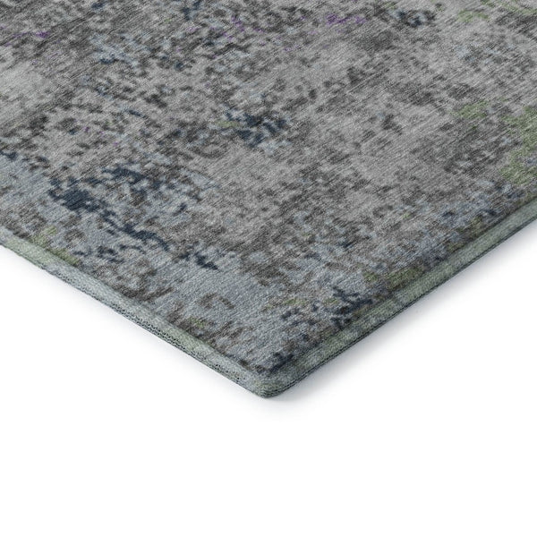 HomeRoots 9' X 12' Washable Fern Green, Gray & Ivory Abstract Area Rug – UV Protected, Non-Slip Backing, Durable! 707814