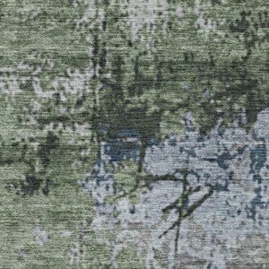 HomeRoots 10' Abstract Fern Green Gray Ivory Area Rug – Washable, UV-Protected, Durable & Stain-Resistant Design 707815