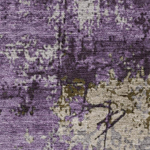 HomeRoots 8' Modern Abstract Lavender Gray and Ivory Washable Round Rug with UV Protection for All Spaces 707818