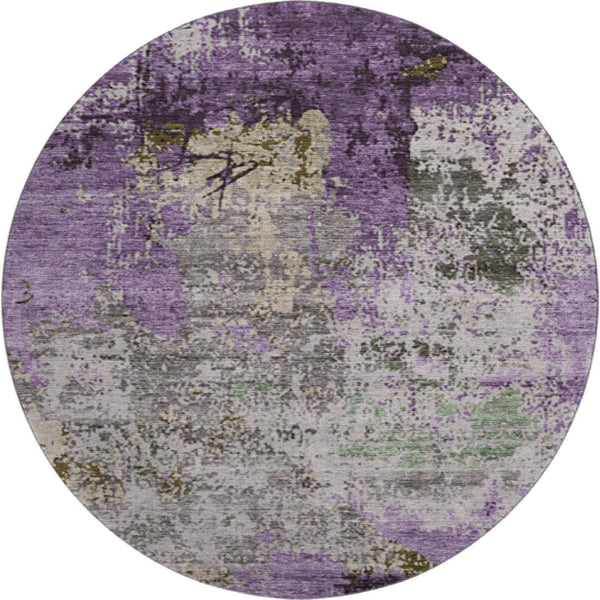 HomeRoots 8' X 10' Modern Abstract Lavender Gray and Ivory Washable Area Rug with UV Protection & Durability 707819