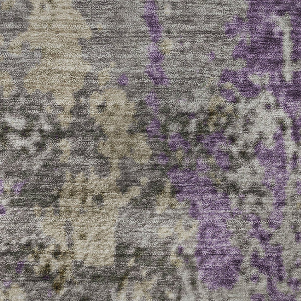 HomeRoots 8' X 10' Modern Abstract Lavender Gray and Ivory Washable Area Rug with UV Protection & Durability 707819