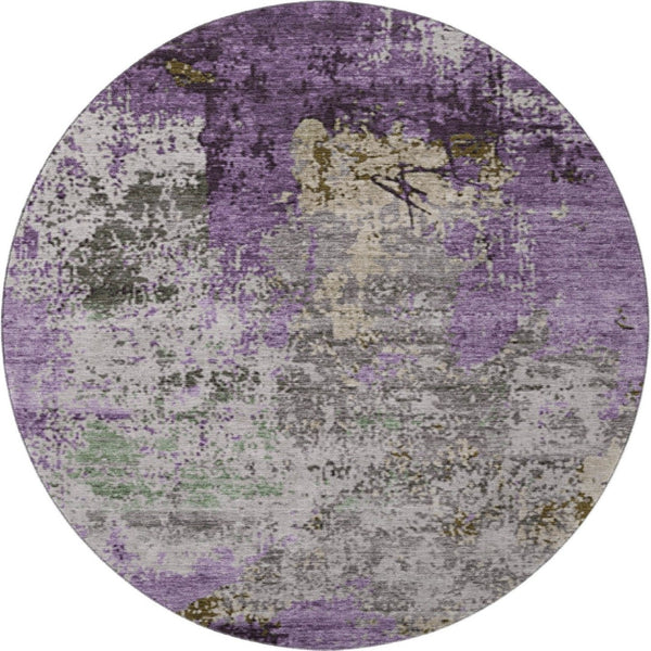 HomeRoots 8' X 10' Modern Abstract Lavender Gray and Ivory Washable Area Rug with UV Protection & Durability 707819