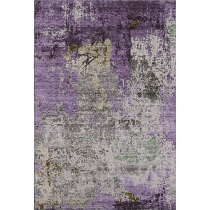 HomeRoots 9' X 12' Abstract Washable Area Rug in Lavender Gray & Ivory with UV Protection for Home Style 707820