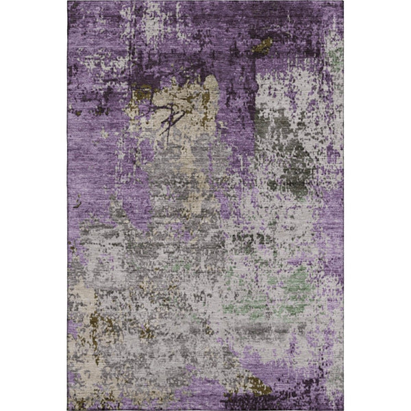 HomeRoots 9' X 12' Abstract Washable Area Rug in Lavender Gray & Ivory with UV Protection for Home Style 707820