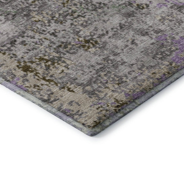 HomeRoots 9' X 12' Abstract Washable Area Rug in Lavender Gray & Ivory with UV Protection for Home Style 707820