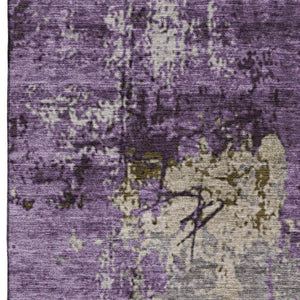 HomeRoots 9' X 12' Abstract Washable Area Rug in Lavender Gray & Ivory with UV Protection for Home Style 707820