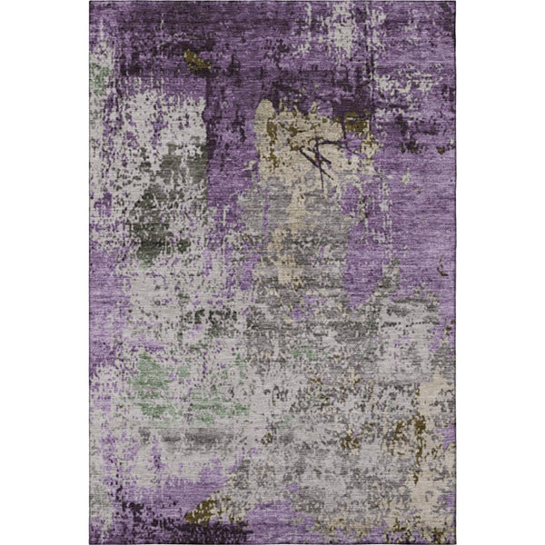 HomeRoots 9' X 12' Abstract Washable Area Rug in Lavender Gray & Ivory with UV Protection for Home Style 707820