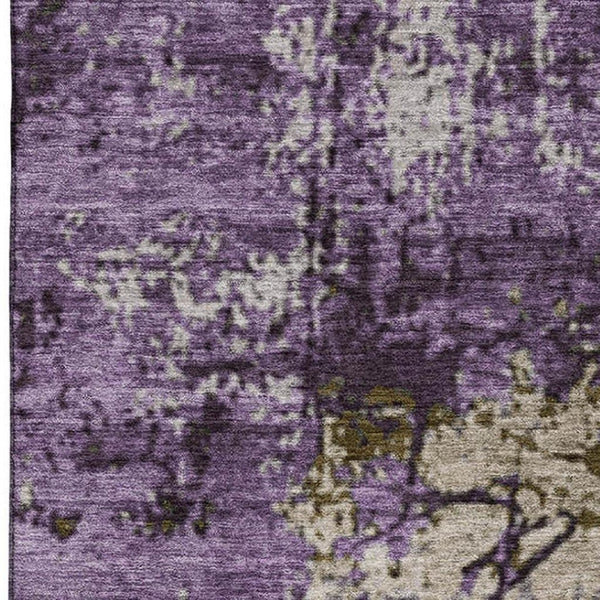 HomeRoots 10' X 14' Abstract Lavender Gray Ivory Area Rug – Washable, Stain Resistant, UV Protected & Non-Slip 707821