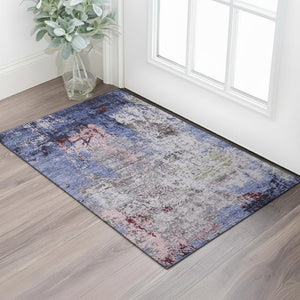 HomeRoots 5' X 8' Abstract Area Rug in Plum, Gray & Ivory - Washable, UV Protected, Stain Resistant & Durable! 707823