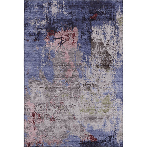 HomeRoots 5' X 8' Abstract Area Rug in Plum, Gray & Ivory - Washable, UV Protected, Stain Resistant & Durable! 707823