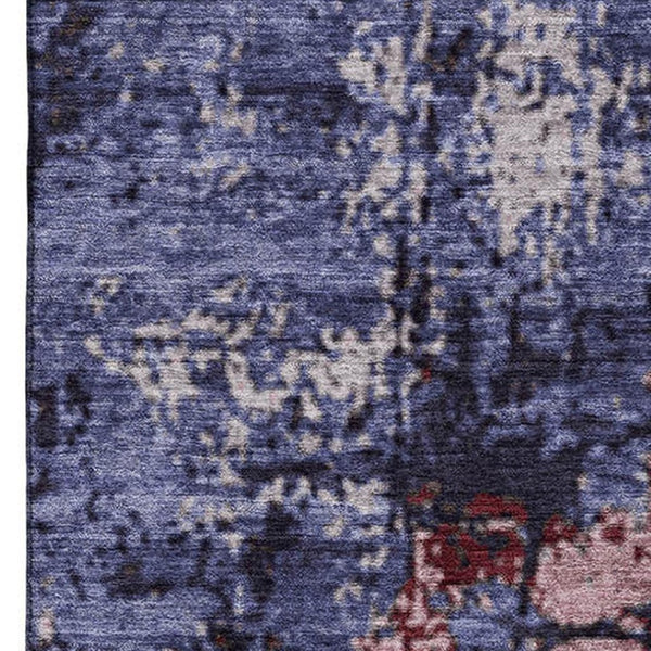 HomeRoots 5' X 8' Abstract Area Rug in Plum, Gray & Ivory - Washable, UV Protected, Stain Resistant & Durable! 707823